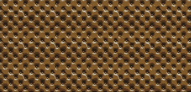 Vector leather upholstery closeup texture of genuine leather with brown rhombicstitching luxury backgro