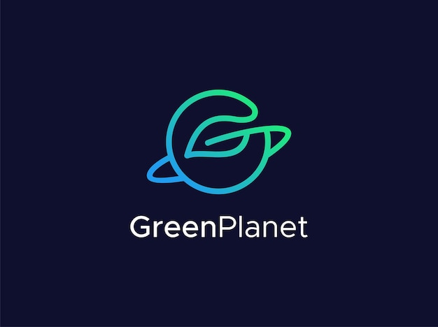 leave and planet logo design template