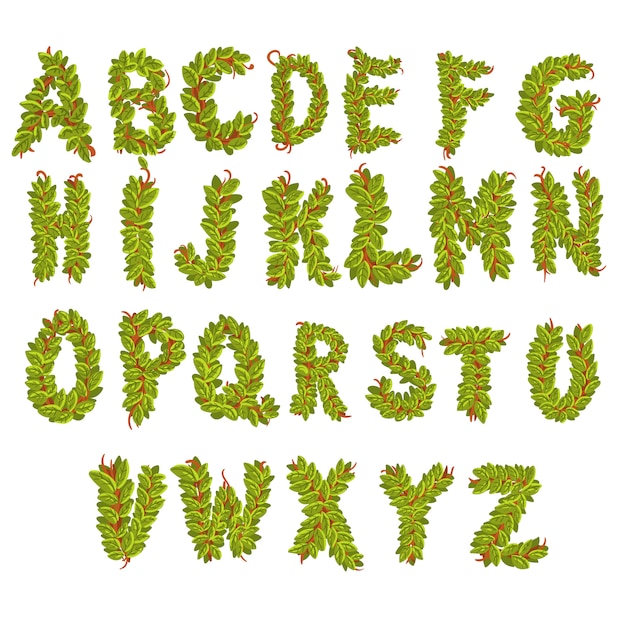 Vector leaves alphabet letters