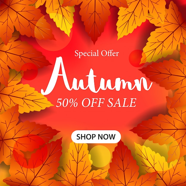 Leaves autumn fall sale template