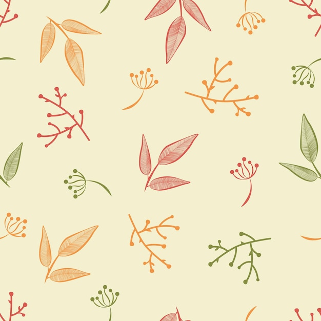 Leaves and branches repeat pattern. Floral pattern design. Botanical tile. Good for prints, wrapping