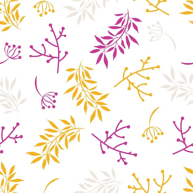 Leaves and branches repeat pattern. Floral pattern design. Botanical tile.