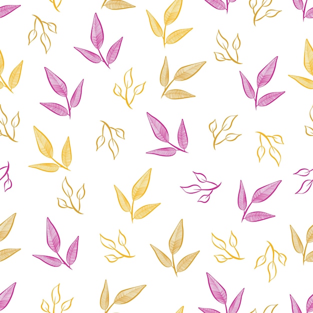 Leaves and branches repeat pattern. Floral pattern design. Botanical tile.