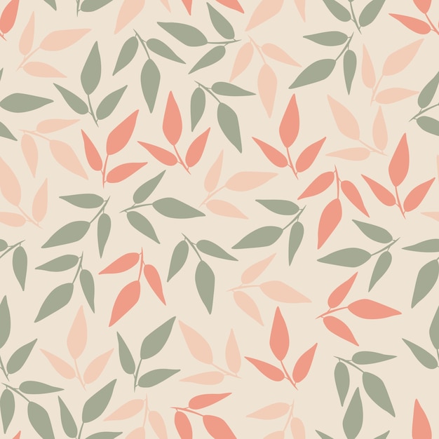 Leaves and branches repeat pattern. Floral pattern design. Botanical tile.
