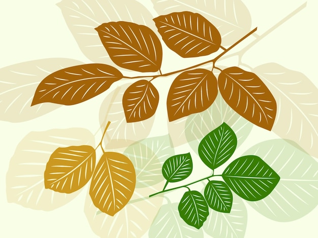 листья на ветках деревенский стиль вектор природа осень
