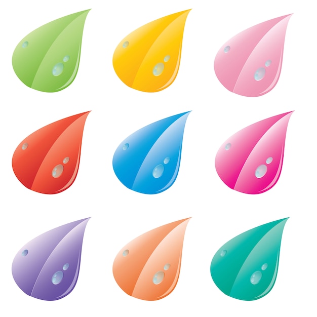 Leaves colors icon set.