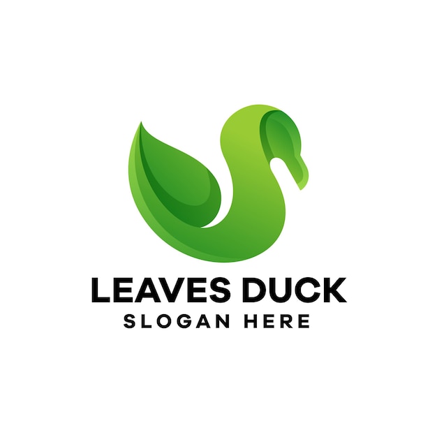 Leaves Duck Gradient Logo Design