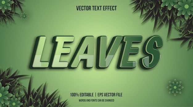 Vector leaves editable text effect