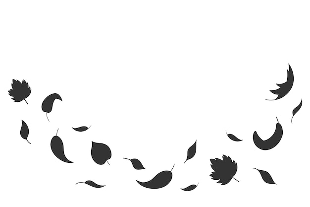 Вектор Листья падают силуэт в простой векторной иллюстрации стиля осенний символ природы