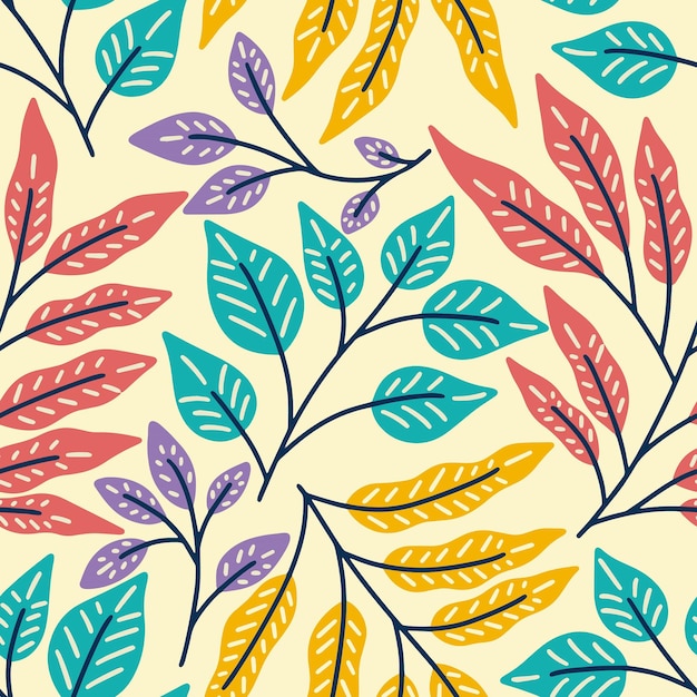 Leaves floral nature seamless pattern