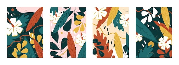 Leaves and flowers floral pattern