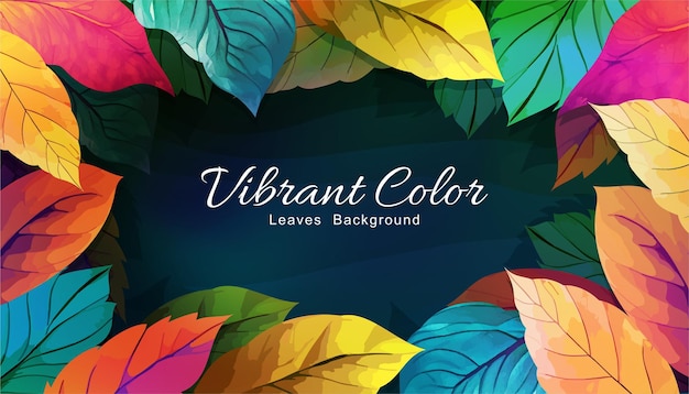 Vector leaves frame with bright vibrant color colorful leaves vector background