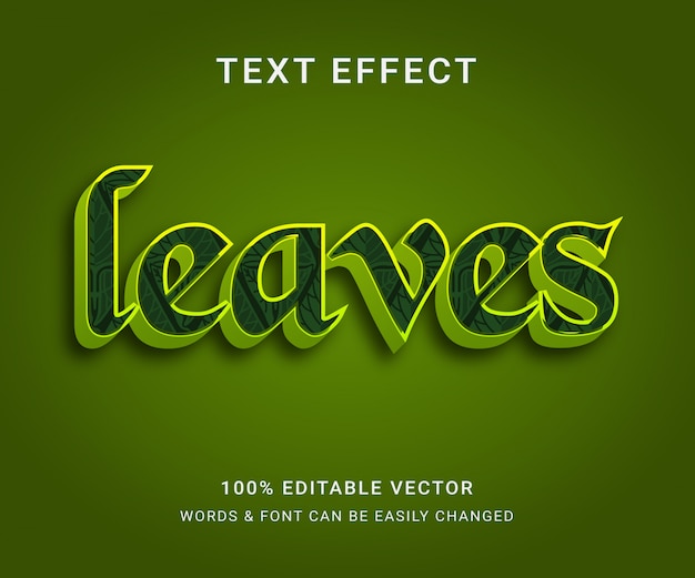 Vector leaves full editable text effect e