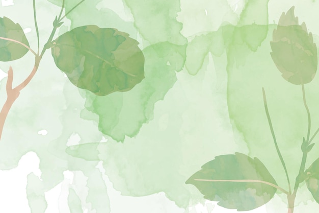 向量叶子绿色抽象光湿洗溅设计手绘水彩背景