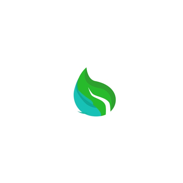 Вектор Листья зеленые природа и рыба синий логотип и символ