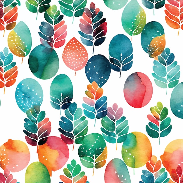 Vector leaves hand draw watercolor paint