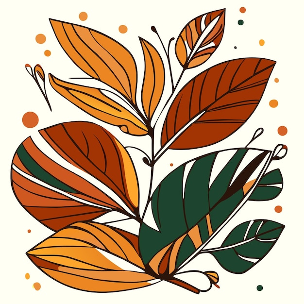 Vector leaves leaf foliage topical plam hand drawn flat stylish cartoon sticker icon concept isolated