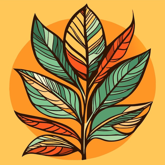 Vector leaves leaf foliage topical plam hand drawn flat stylish cartoon sticker icon concept isolated