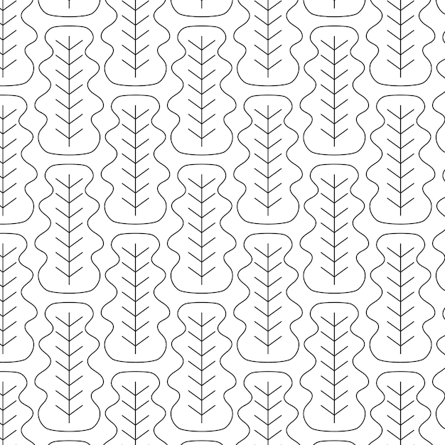 Leaves line art vector pattern