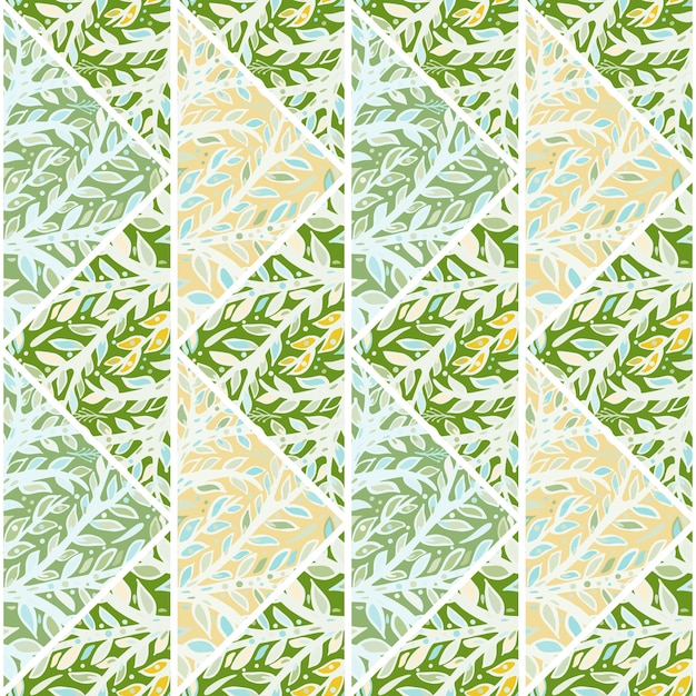 Leaves mosaic seamless pattern hand drawn branch tile botanical endless wallpaper