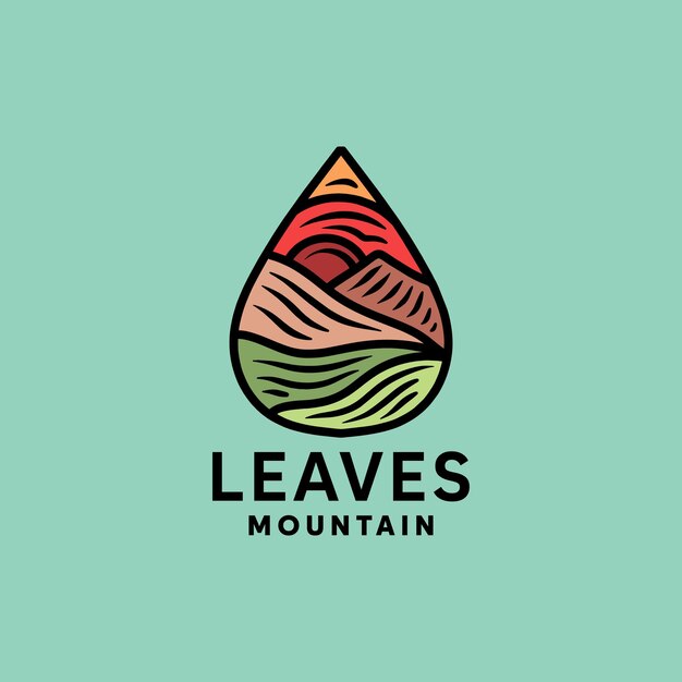 Leaves Mountain Logo Symbol Design illustration vector Icon Emblem