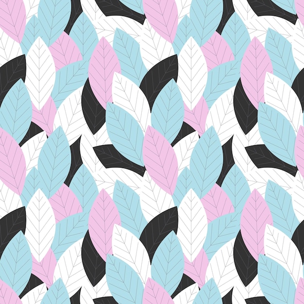 Leaves pattern pink blue black colors