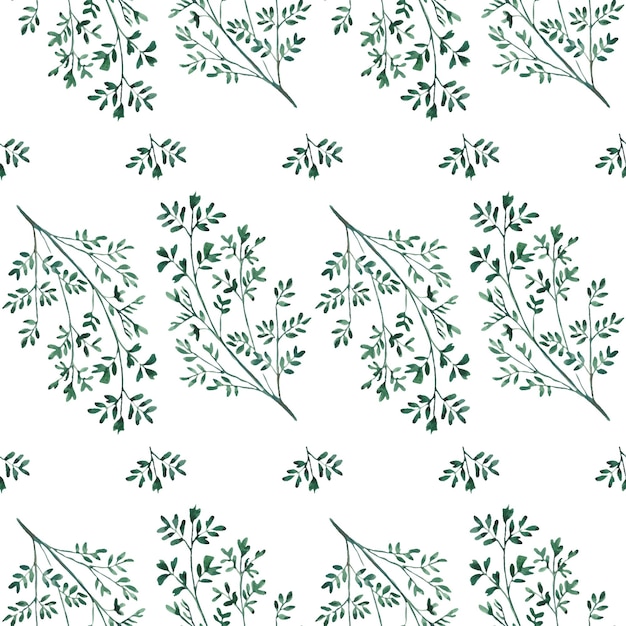 Leaves pattern watercolor seamless drawing