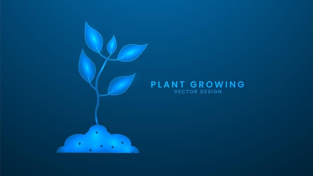 Leaves on the plant growing The environment and World Environment Day illustration with light effect