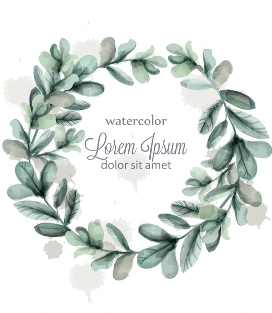 Vector leaves round wreath frame watercolor