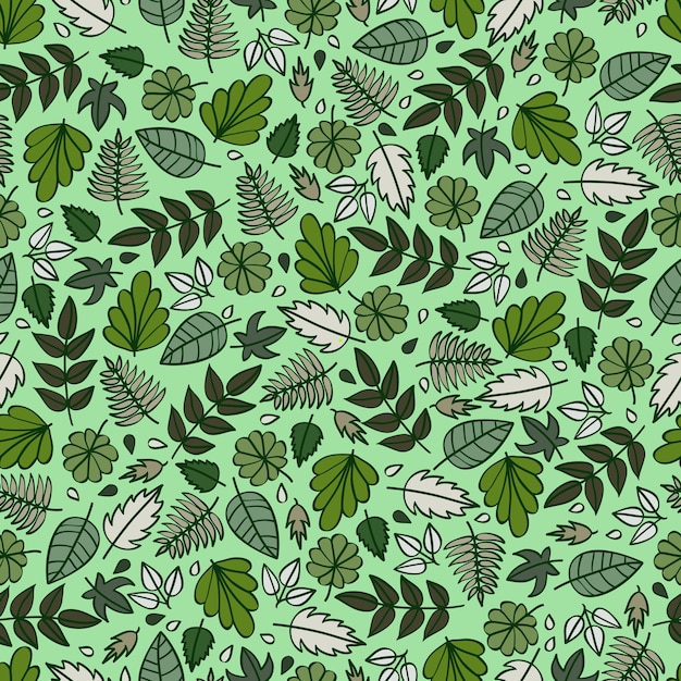 Leaves seamless background. Hand drawn style.