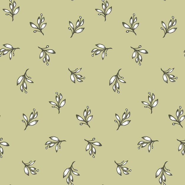 Leaves seamless pattern for surface and textile design Floral branch hand drawn vector background