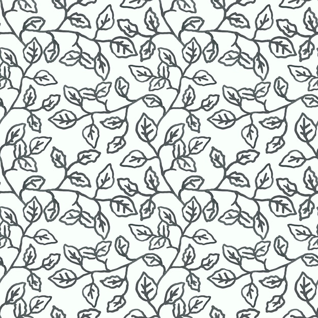 Leaves seamless pattern for textile fabric wallpaper scrapbook cover Vector floral hand drawn background in pastel grey color
