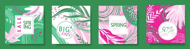 Leaves stamp texture blot lines spring sale web banners background