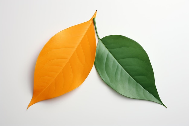 Vector leaves that are green and gold beautiful isolated on white background with clipping path