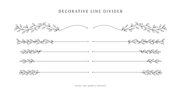 Vector leaves vines line divider for text layout separator decoration vector element set