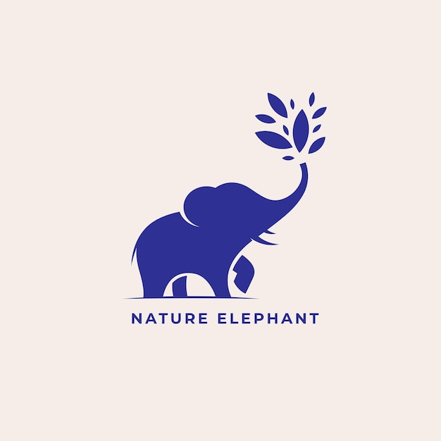 Foglie con il concetto di design del logo naturale dell'elefante vettore