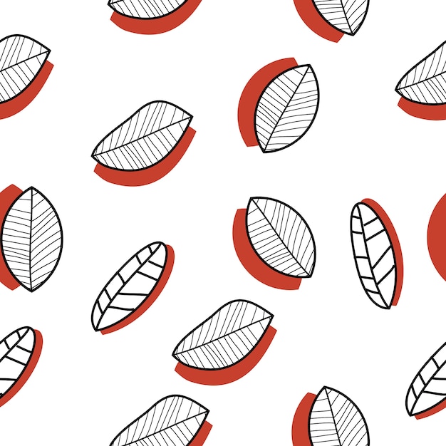 Leaves with shadows seamless pattern hand drawing