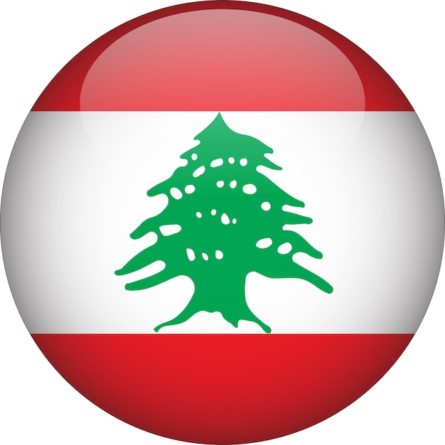 Lebanon 3D Rounded Flag Button