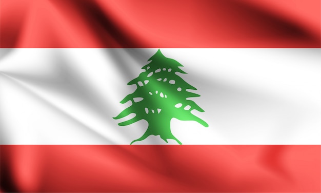 Lebanon flag blowing in the wind.