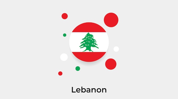 Lebanon flag bubble circle round shape icon vector illustration