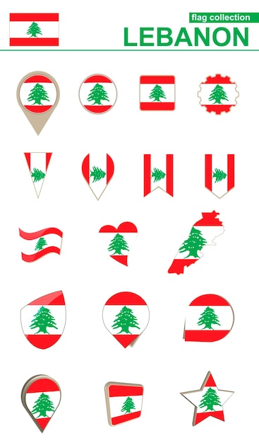 Vector lebanon flag collection big set for design