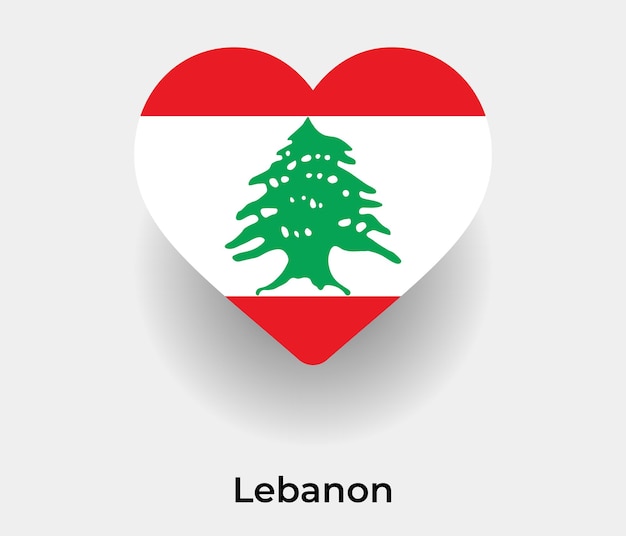 Lebanon flag heart shape icon vector illustration