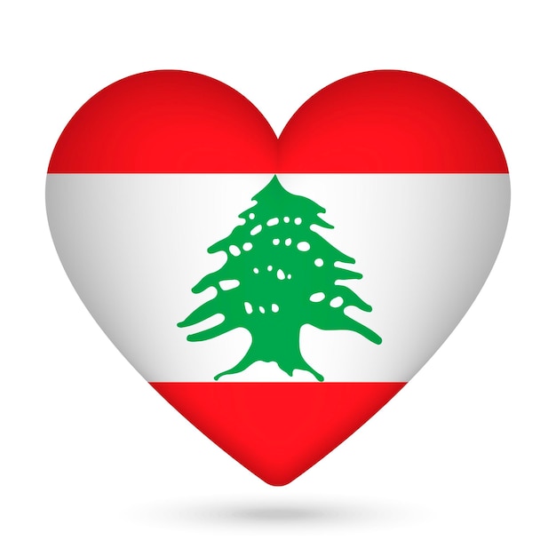 Lebanon flag in heart shape Vector illustration