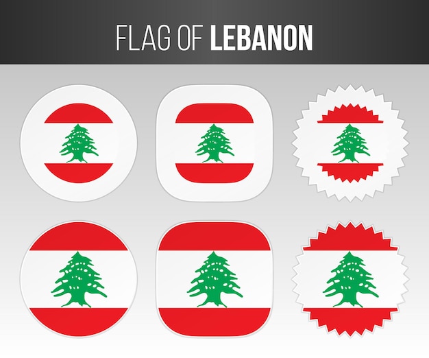 Lebanon flag labels badges and stickers Illustration flags of Lebanon isolated