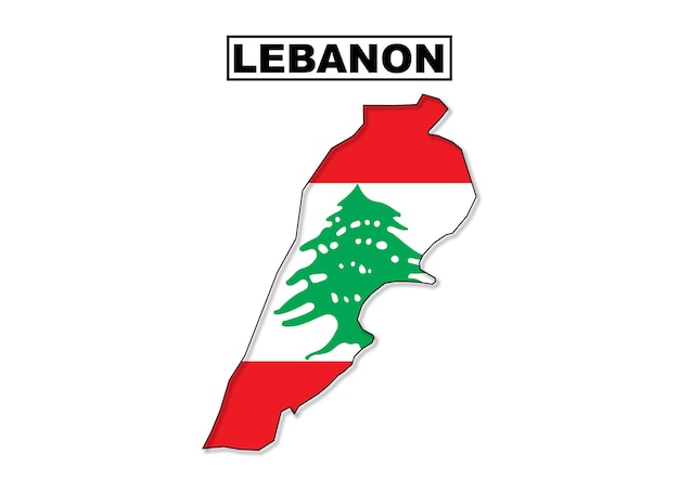 Lebanon flag map in vector