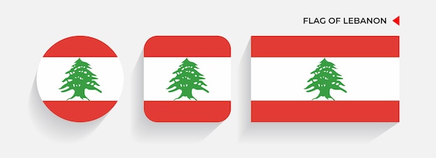 Lebanon Flags arranged in round square and rectangular shapes