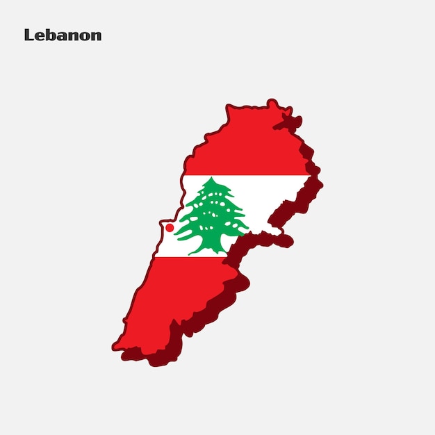 Lebanon nation flag map infographic