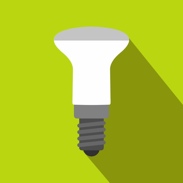 Led bulb icon in flat style on a green background