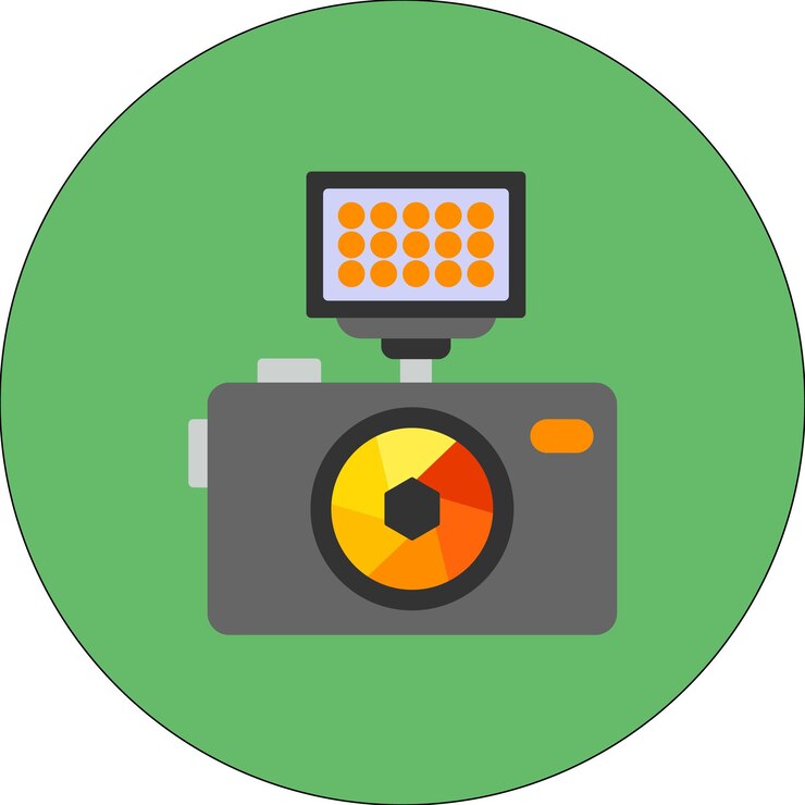 Vector led camera flat illustration