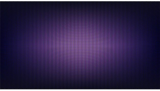 Vettore display digitale a led trama dello schermo lcd sfondo di pixel tv videowall televisivo viola monitor con puntini